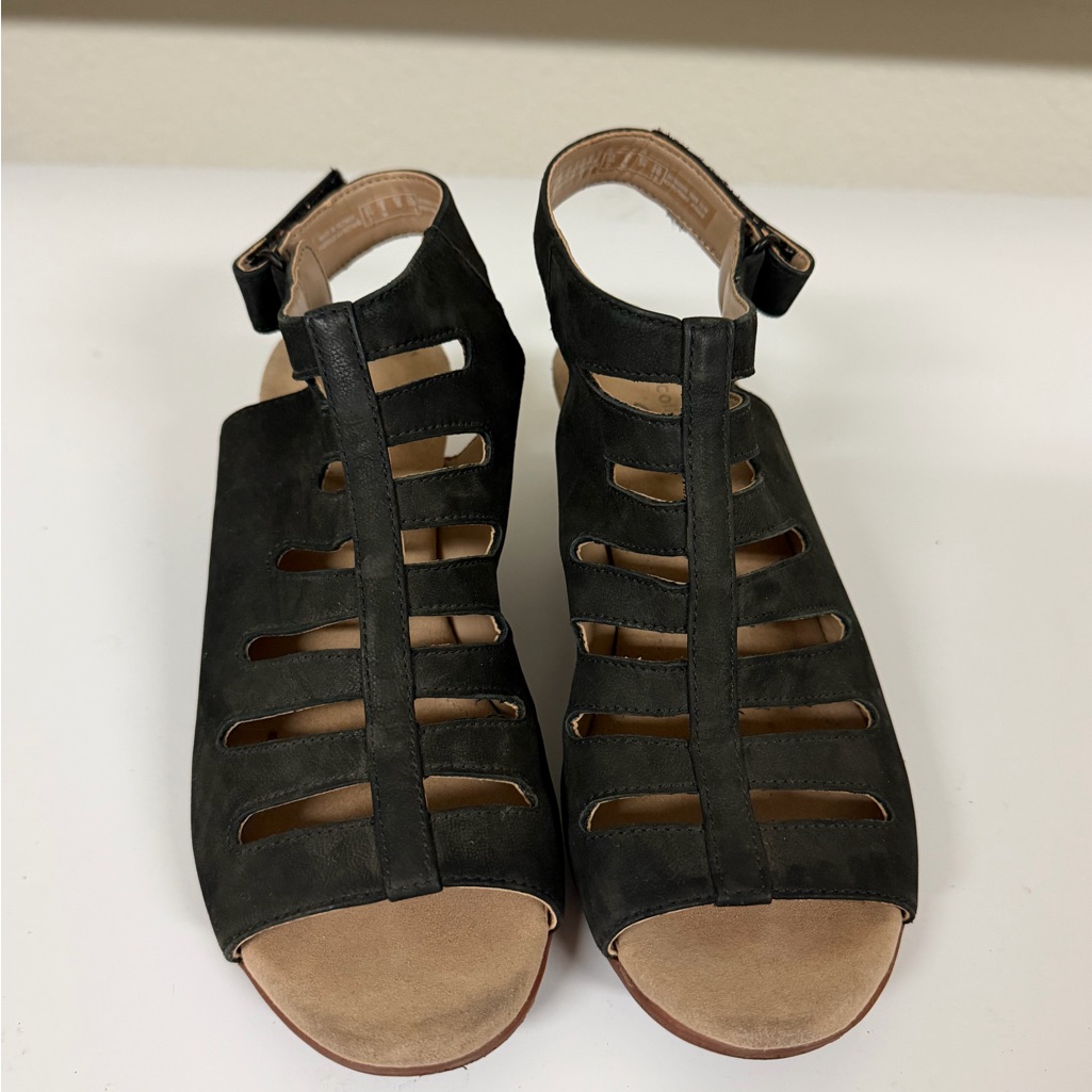 Clarks Black Cutout Ankle-Strap Sandals